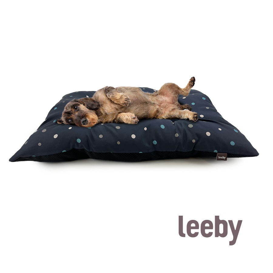 Almofada Leeby Azul Acolchoada com Bolinhas para Cães