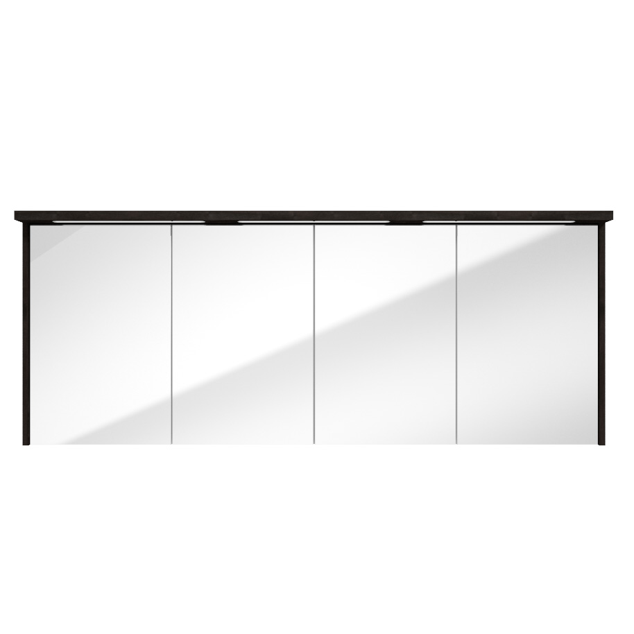 Fontana Grado spiegelkast met verlichting 157cm 4 deuren kasteel bruin