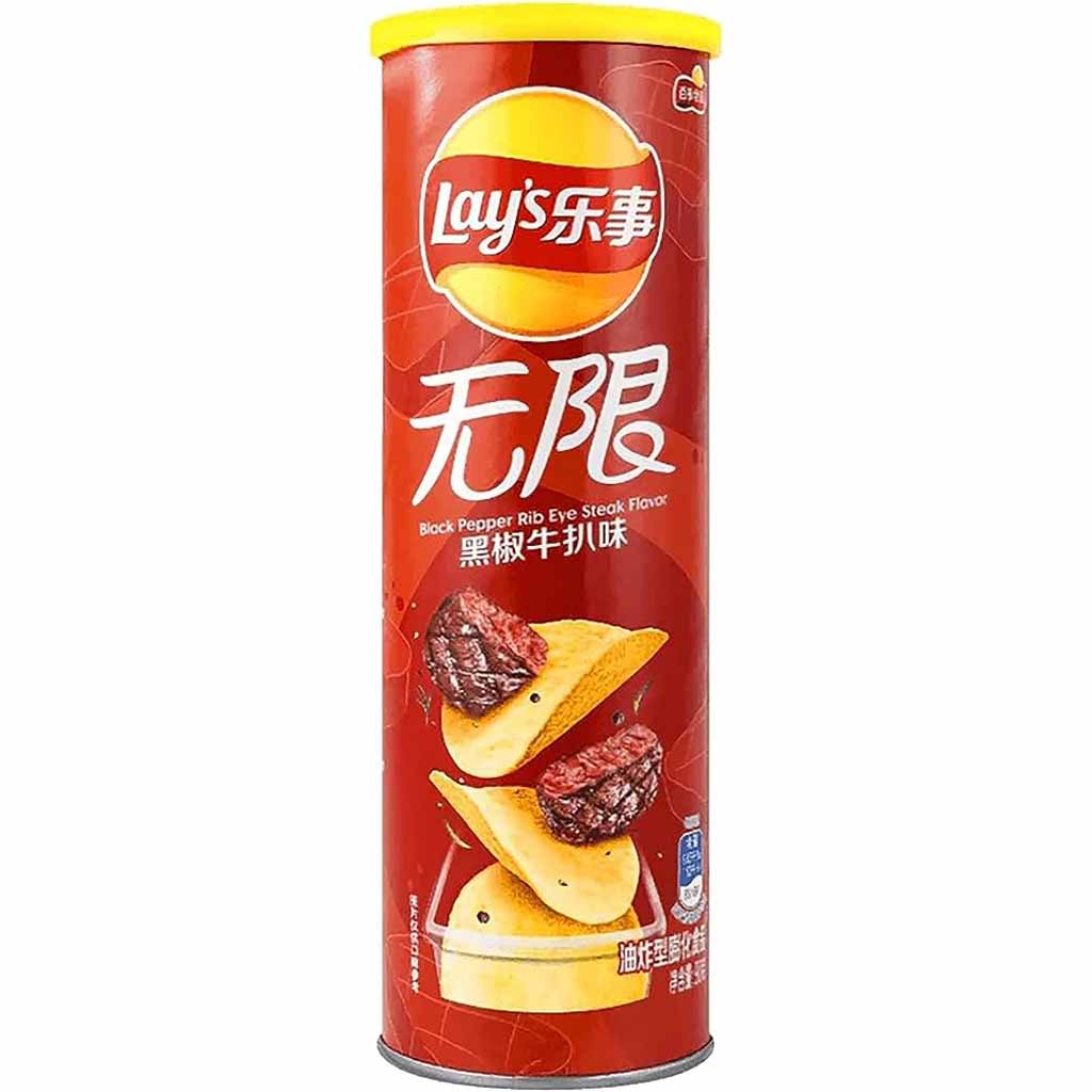 Lays Kartoffelchips Black Peppew & Rib Eye Steak 90g MHD:4.2.25