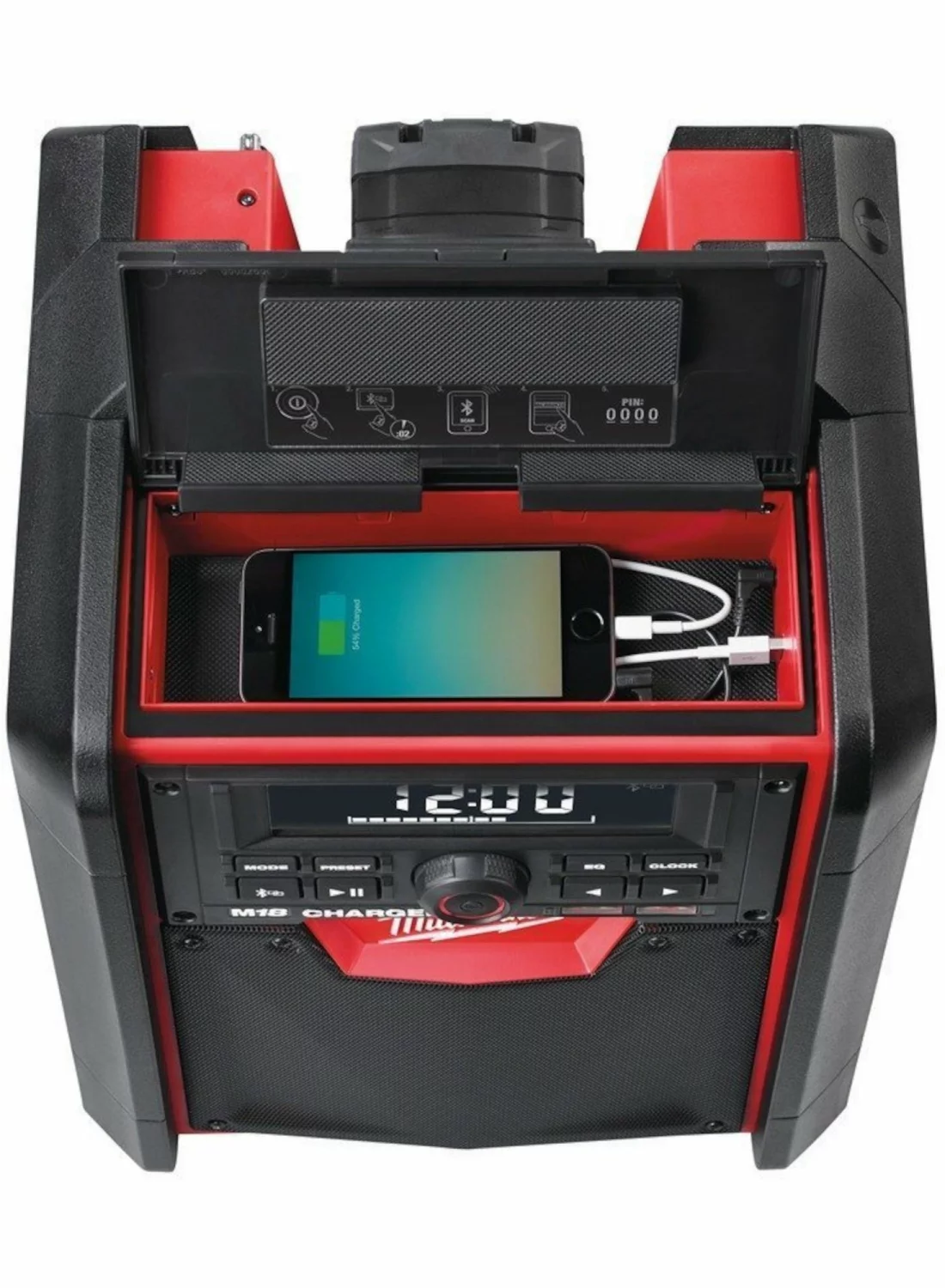 Milwaukee M18 RC-0 18V Li-Ion Accu bouwradio met laadfunctie - werkt op netstroom & accu