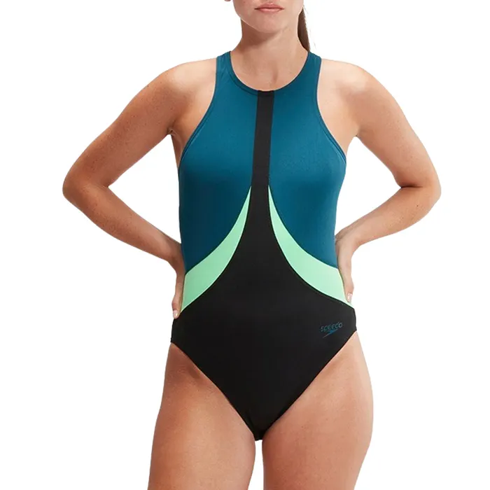 Speedo ECO+ Colourblock Highneck Crossback Badpak Dames