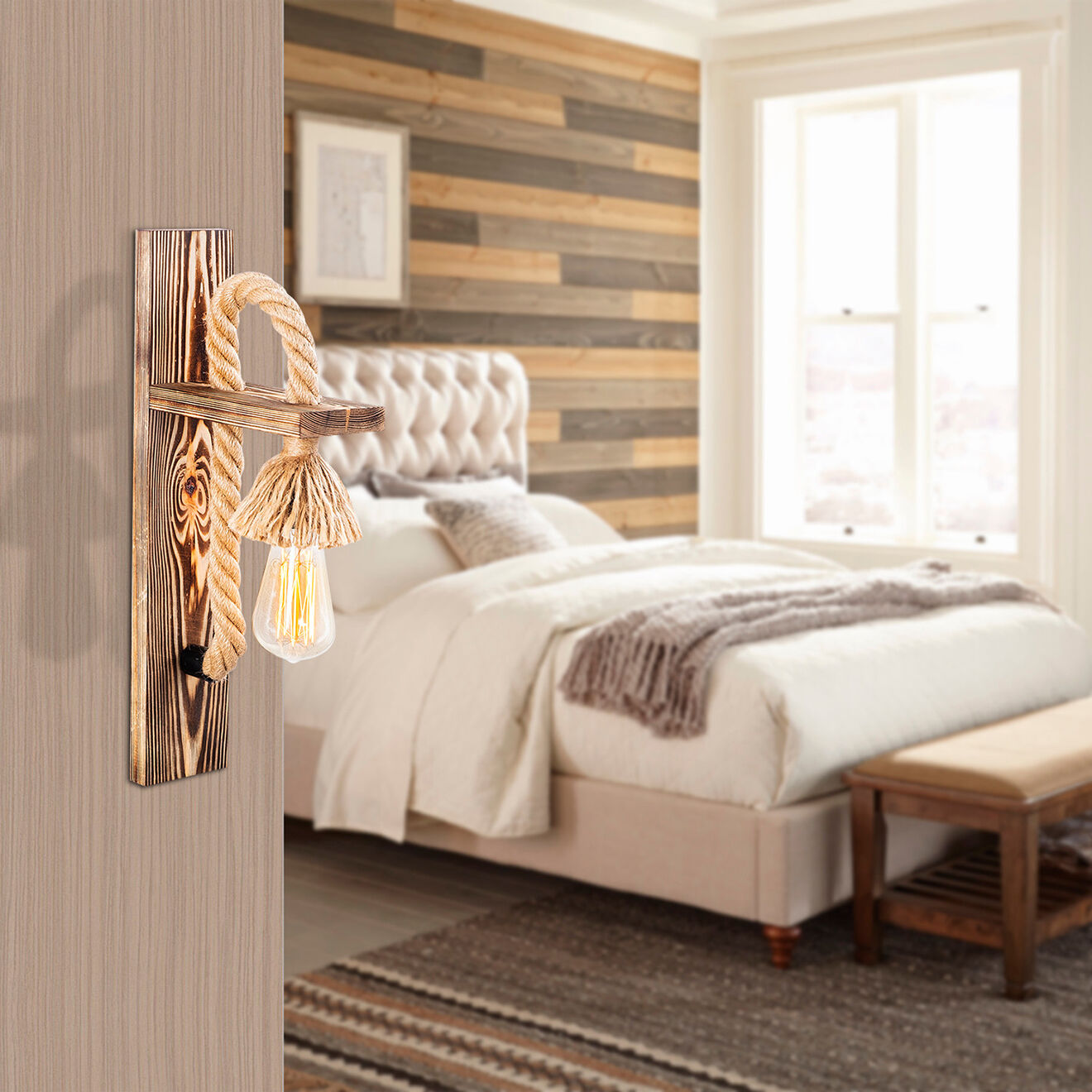 Opviq Applique murale Erebos bois  -  9x18x45cm