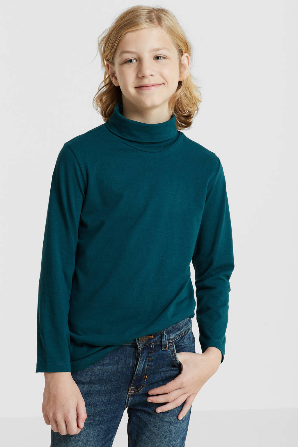 anytime longsleeve met col petrol