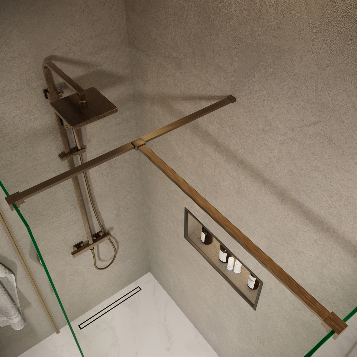 Saniclear Antique stabilisatiestang 120cm verouderd messing inkortbaar