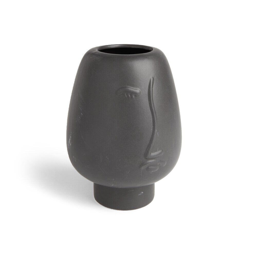 Vase visage céramique noir Ø13xH18cm