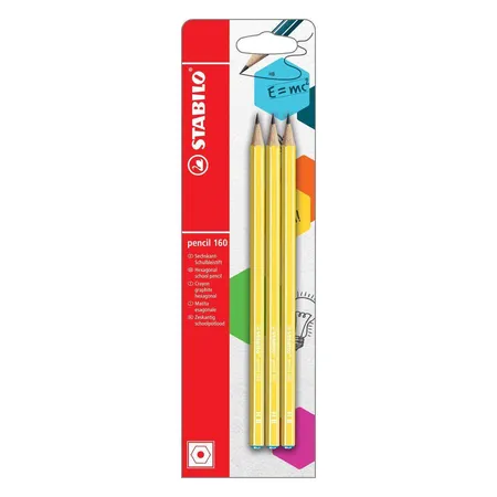 Bleistift - STABILO pencil 160 in gelb - Härtegrad HB - 3er Pack