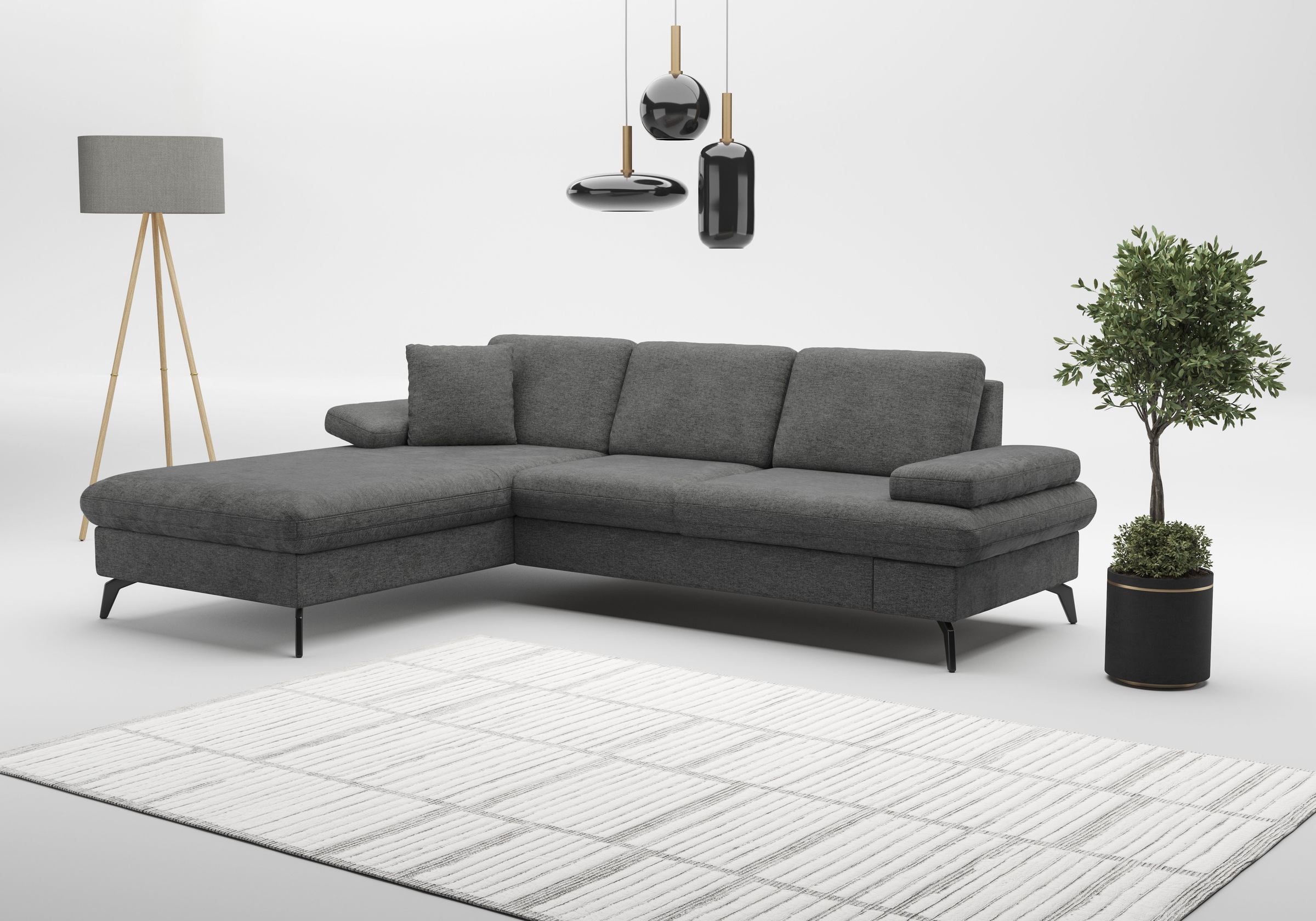 sit&more Ecksofa »Morris Jubi L-Form, B: 247 cm« mit Armteilfunktion & 1 Zierkissen, optional Bettfunktion