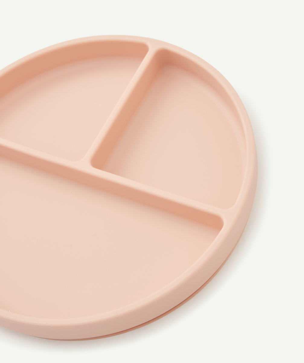MUSHIEASSIETTE ROSE 3 COMPARTIMENTS EN SILICONE POUR BÉBÉ