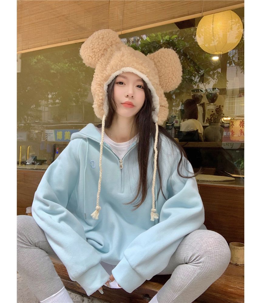 Closette - Oversized hoodie met halve rits en geborduurde letters