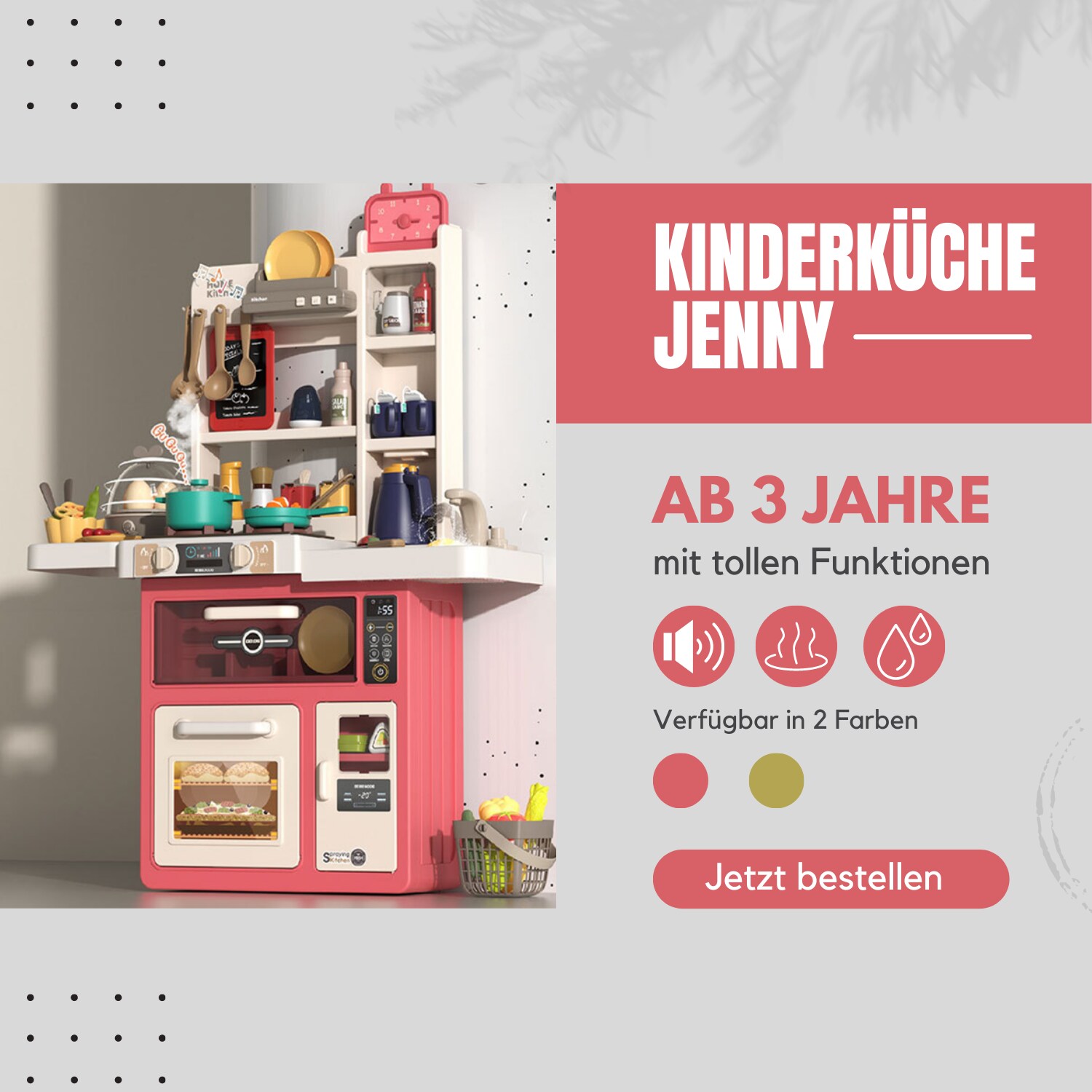Coemo Kinderküche Jenny Spielküche mit viel Zubehör Farbe Rosa