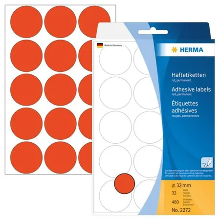 HERMA Farbpunkte, rot, rund Ø 32mm, 480 Stück