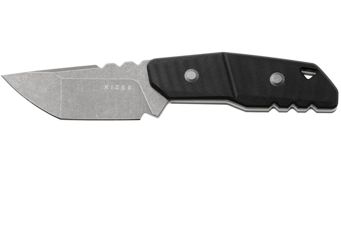 Kizer Vanguard Quartz 1086A2 Stonewashed PVD AEB-L, Black G10, vaststaand mes, Kornel Kiss design