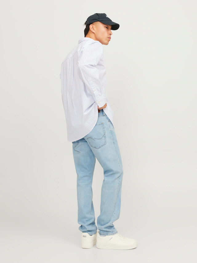 Jack & Jones Tapered-fit-Jeans »JJIMIKE aus elastischem Material und Used-Waschung«, Denim/Jeans, modisch, bequem, Baumwollmischung