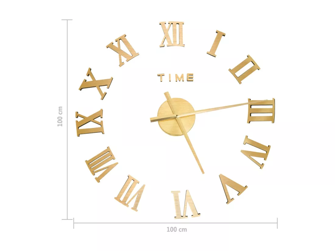 Horloge murale 3D Design moderne Doré 100 cm XXL