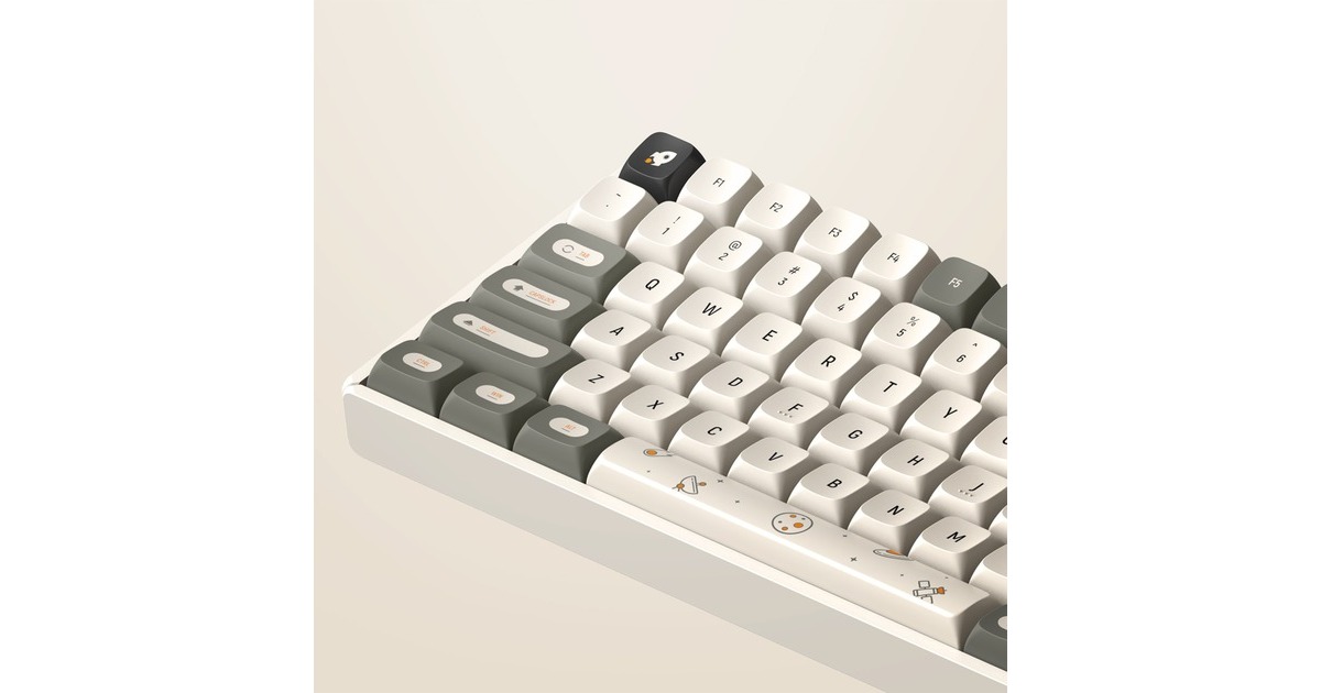 IqunixF97 Hitchhiker Wireless Mechanical Keyboard, gaming toetsenbord  (Grijs/wit, US lay-out, IQUNIX Moonstone Turbo, RGB leds, 96%, Hot-swappable, PBT, 2.4GHz | Bluetooth 5.1 | USB-C)