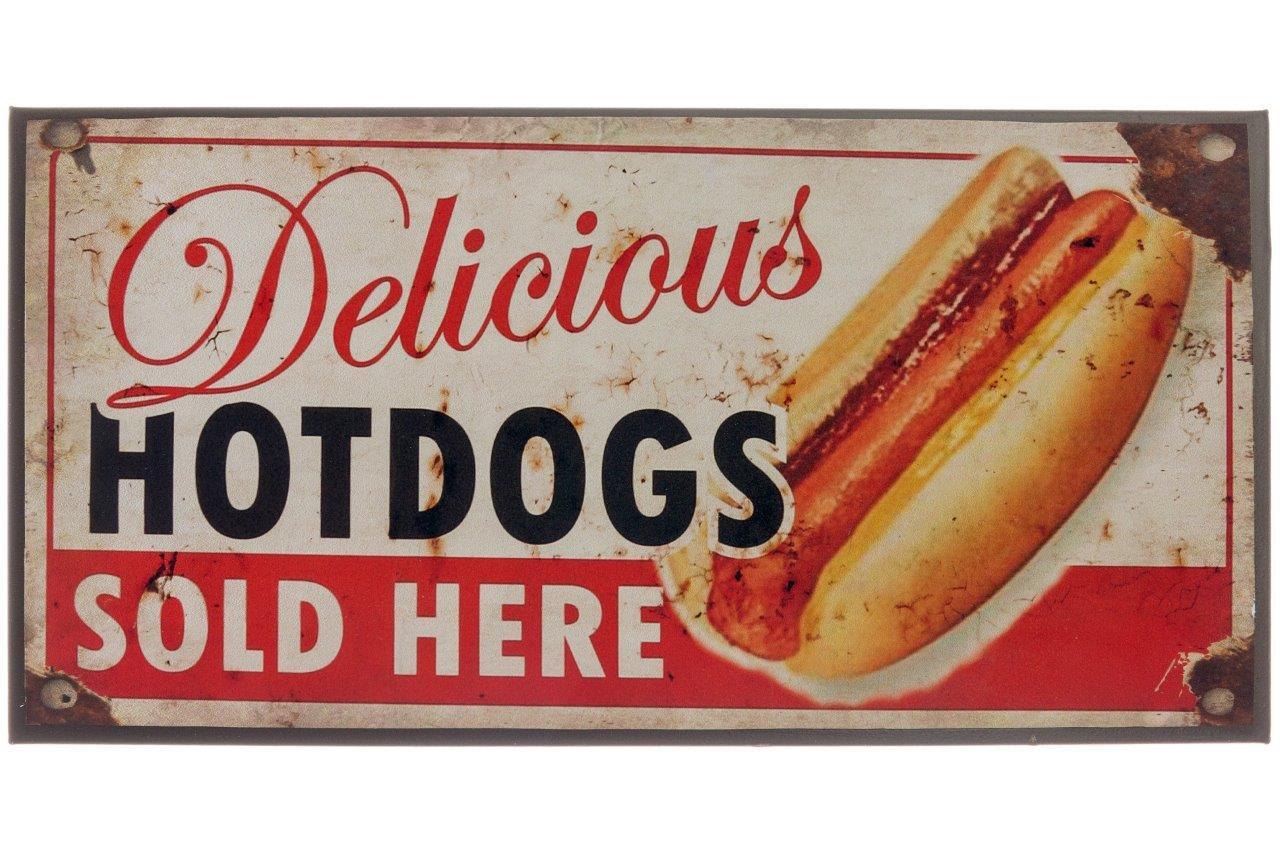 Metallschild - Delicious Hot Dogs - 30x15 cm
