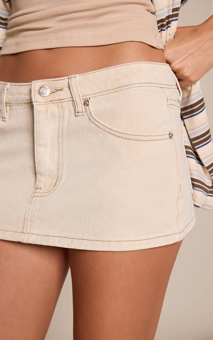 Washed Stone Jupe En Jean Micro Mini Taille Basse