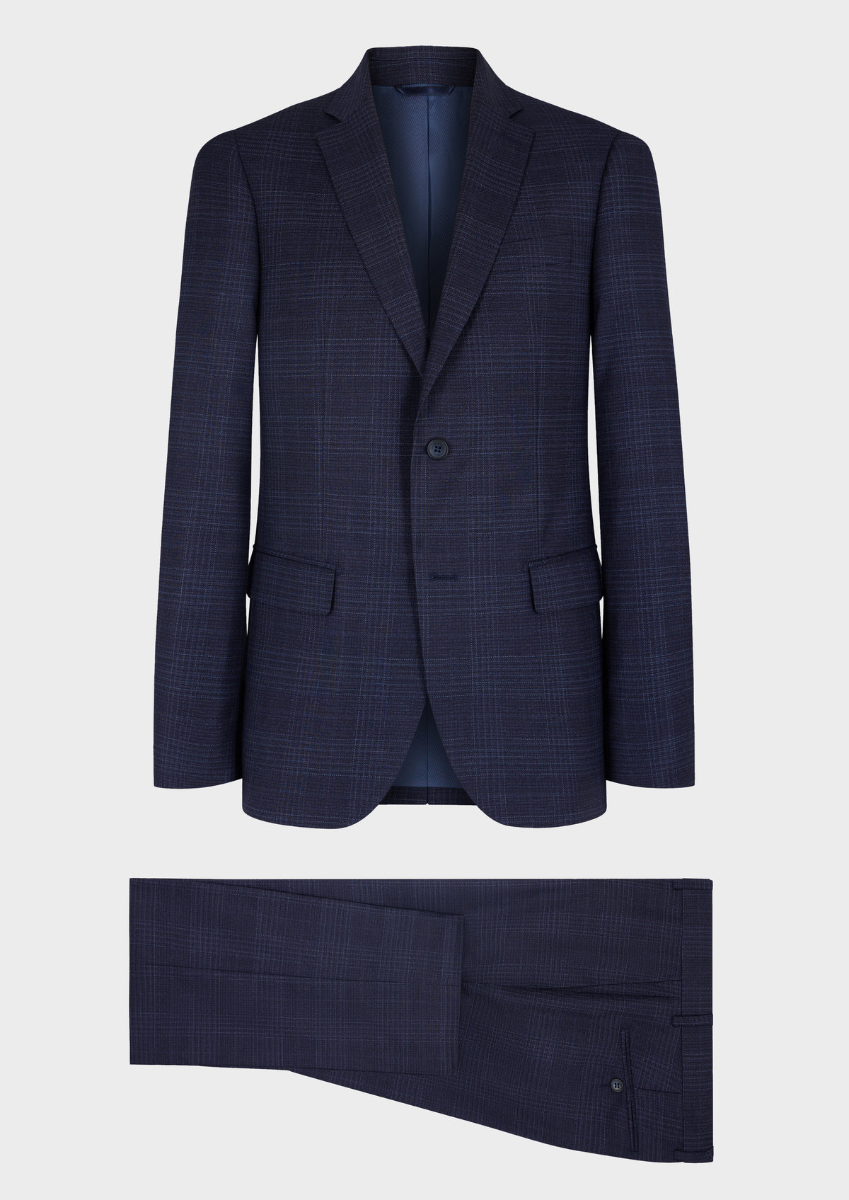 Costume 2 pièces Slim en laine bleu indigo Prince de Galles