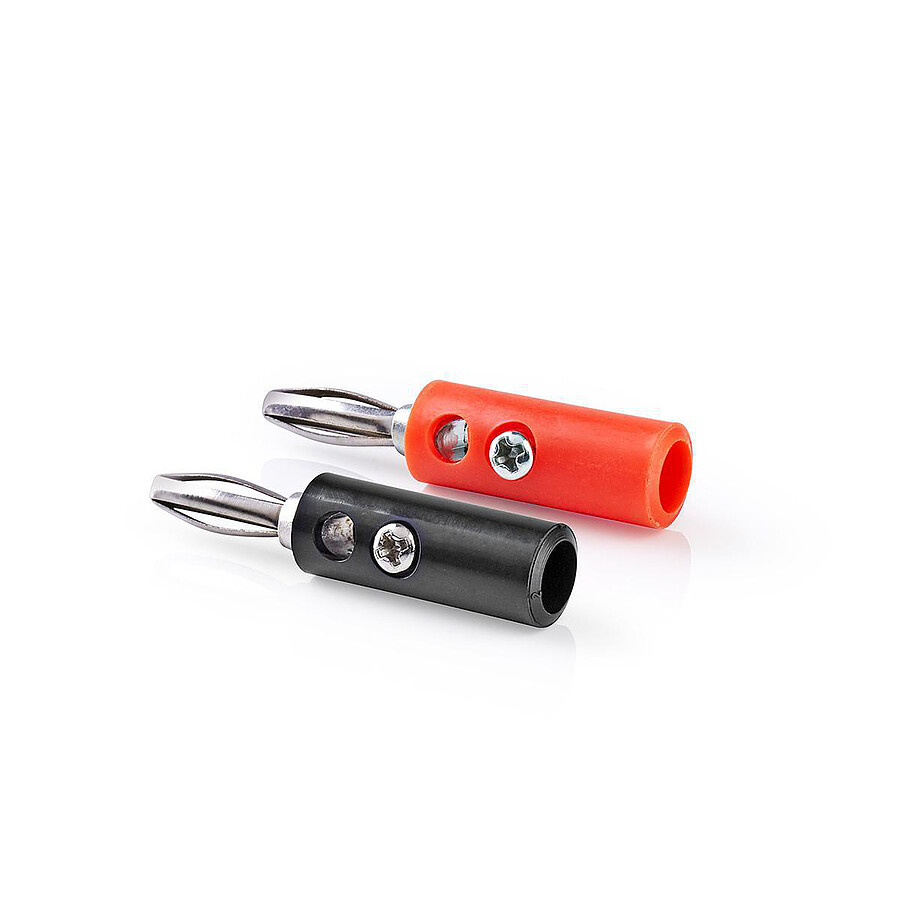 Nedis Lot de 4 Connecteurs Banane (Noir/Rouge)