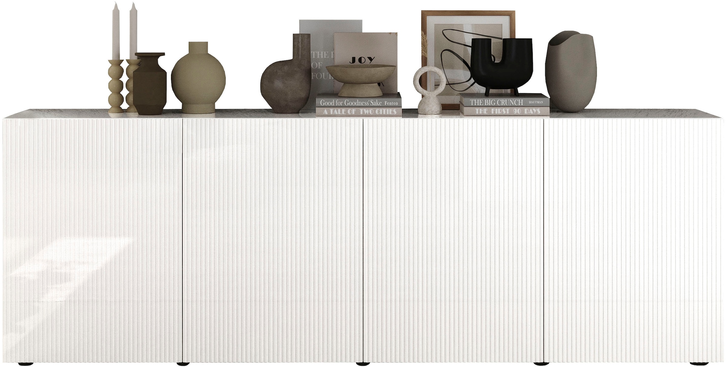 INOSIGN Sideboard »Rio Breite 240 cm, Kommode mit 4 Türen, Anrichte,« geriffelte MDF-Fronten, modern u. elegant, viel Stauraum