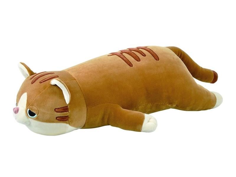 Nemu Nemu Plüsch Braune Katze «Mugi» L 54 cm Kuscheliges liegendes Plüschtier
