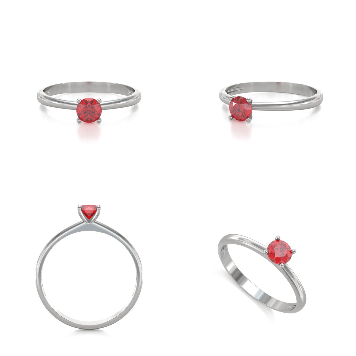Bague ADEN Solitaire Or 585 Blanc Rubis 1.59grs