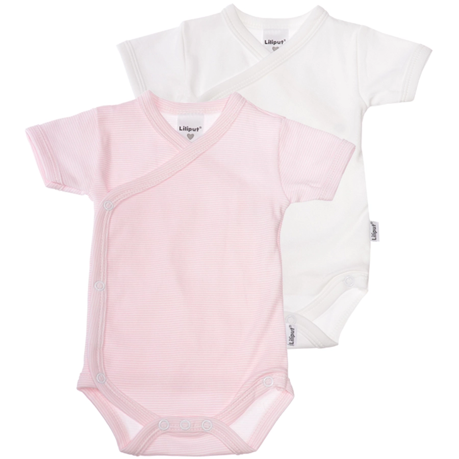 Liliput Kurzarm-Wickelbody 2er-Pack weiß rosa-gestreift