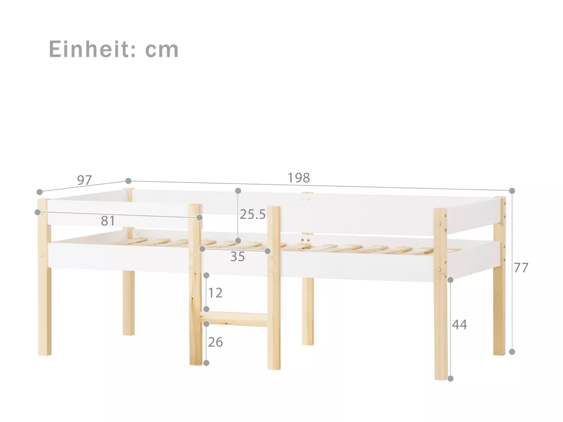 Lit d'enfant avec protection contre les chutes, pin massif-90x190 cm-blanc & chêne