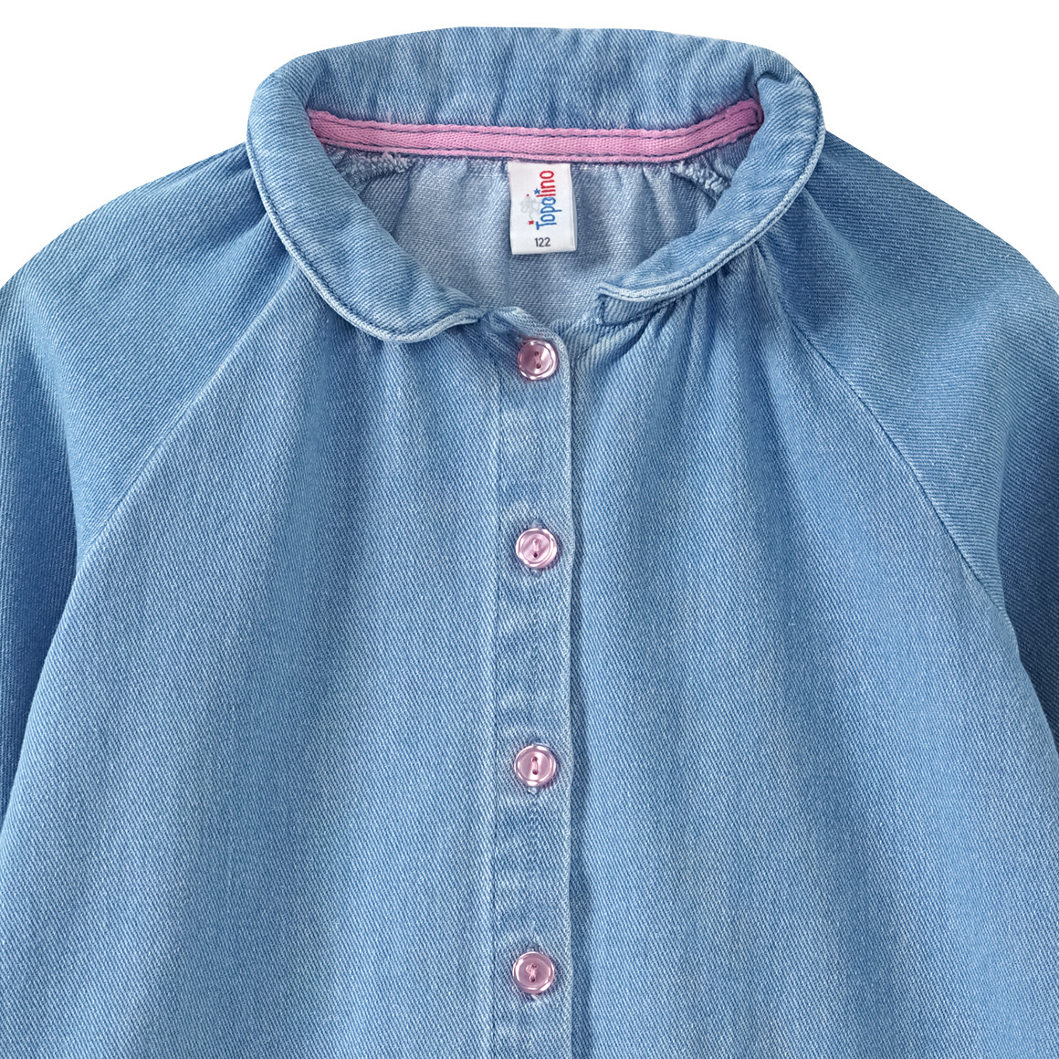 Topolino Mädchen Jeanskleid mit Stickereien hellblau