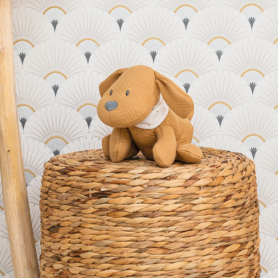 Nattou Charlie Kuscheltier Hund Jacquard Karamell
