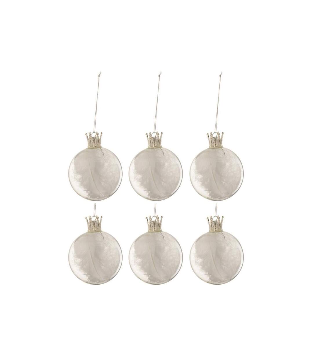 Paris Prix - Lot De 6 Boules De Noël couronne 8cm Blanc