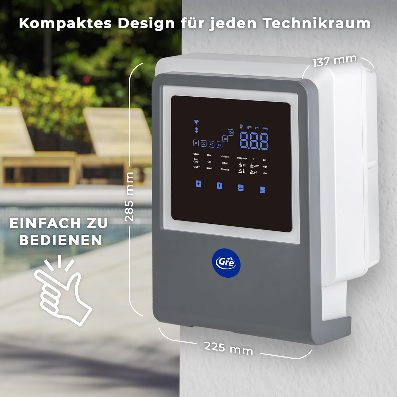 Gre SWGA60 - Angeschlossene Salzelektrolyse, All-in-one mit PH-Controller, für Pools bis zu 60 m3