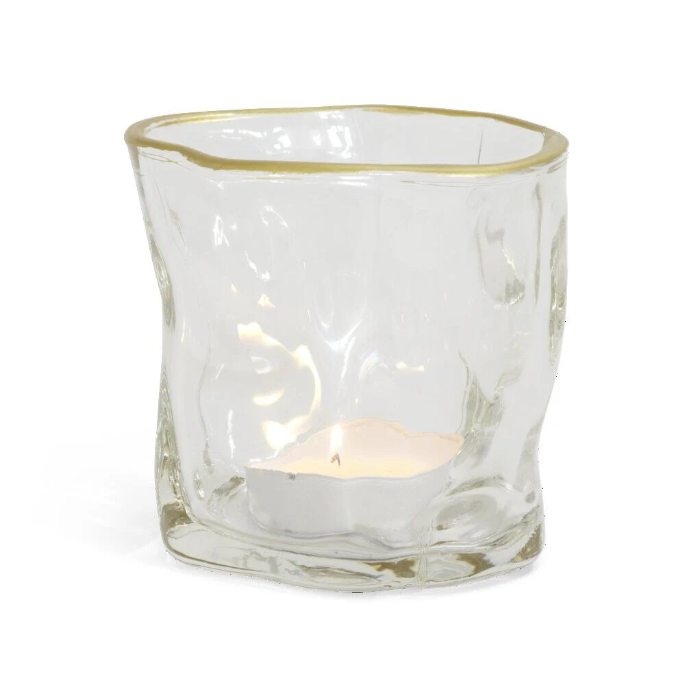 Vase verre froissé transparent Ø7,5xH7,7cm