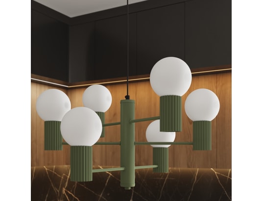 SOLLUX LIGHTING - Lustre halo 6 vert olive