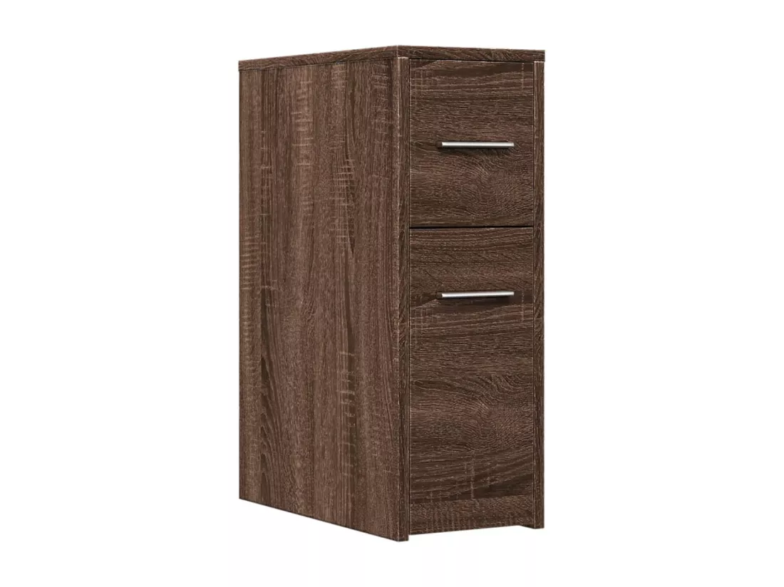 Armoire de salle de bain étroite avec roulettes chêne marron