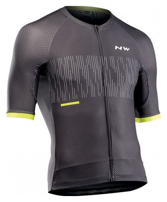 Maillot Manches Courtes Northwave Storm Air Jersey Gris Foncé / Jaune Fluo