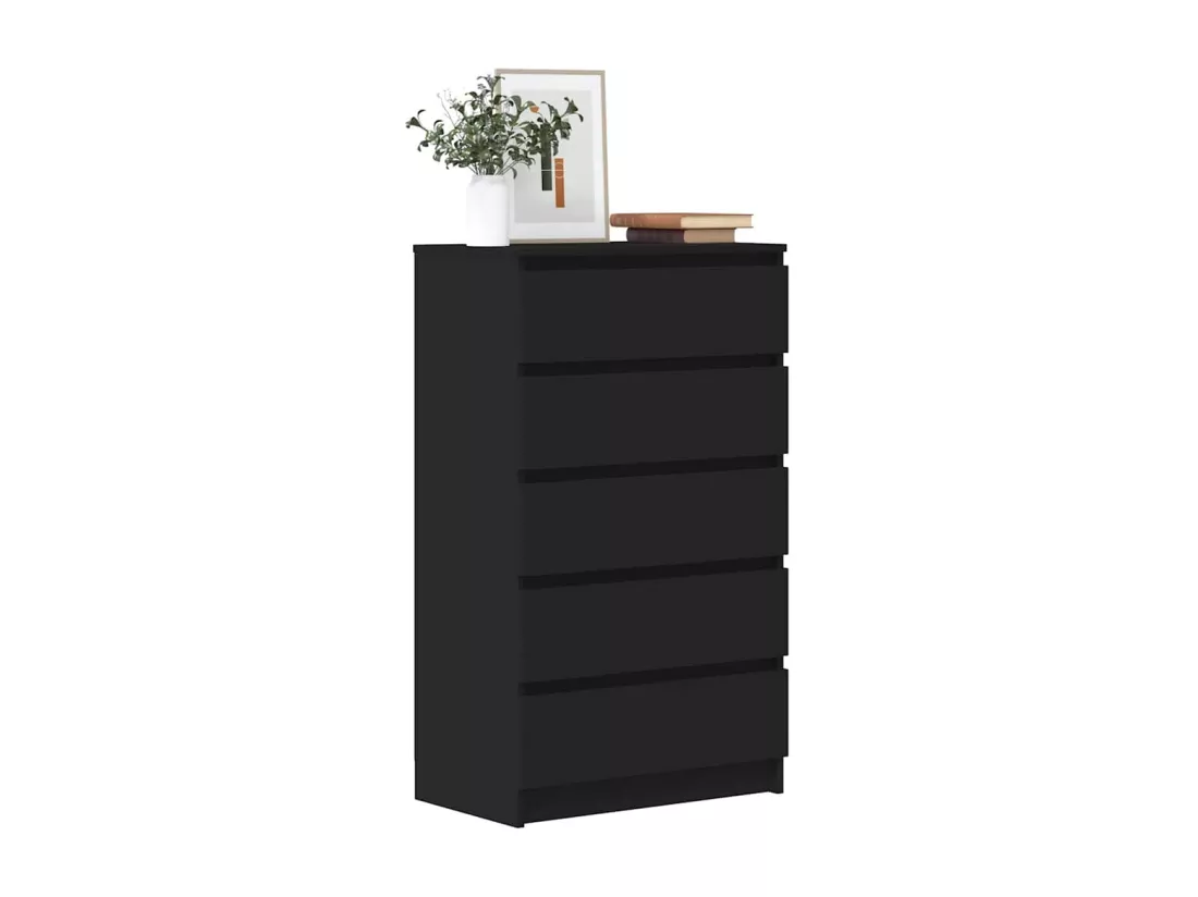 Commode Noir 60x36x103 cm Bois d'ingénierie