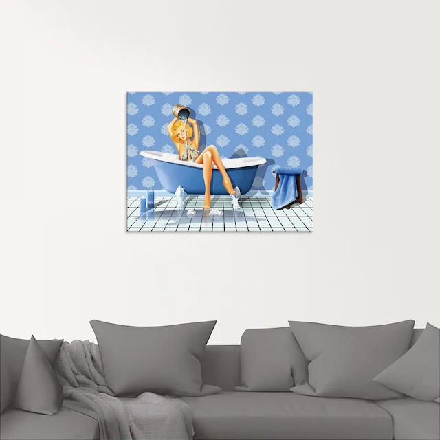Artland Glasbild »Das sexy blaue Badezimmer« Frau 1 Stk. tlg. in verschiedenen Grössen