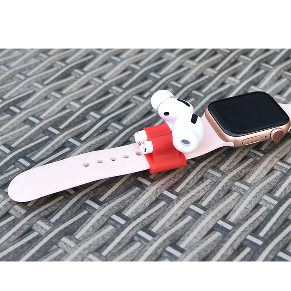 5in1 AirPods Pro Silikon Schutzhülle   Watch Halterung   Karabinerhaken   Straps   Tasche - Olive / Grün (Matt)