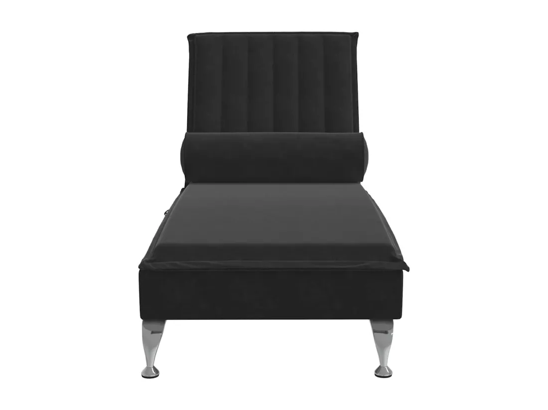 Chaise longue de massage avec traversin noir velours