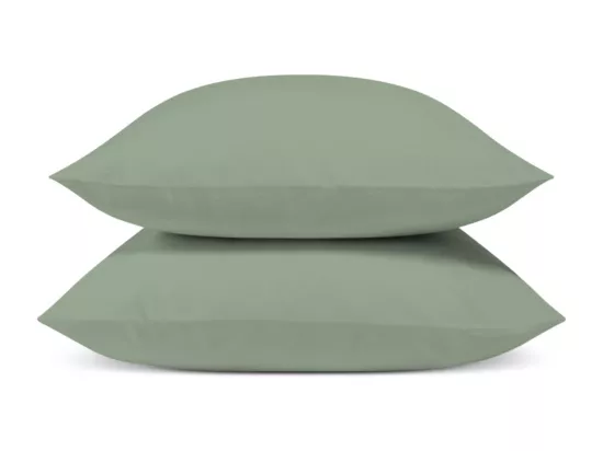 Lot de 2 Taies d'oreiller 100% Percale de coton - Sauge - 65x65cm