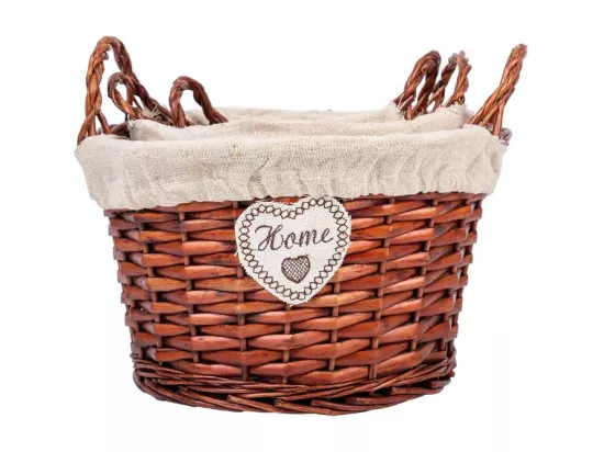 Ensemble de 3 paniers en osier doublés marron