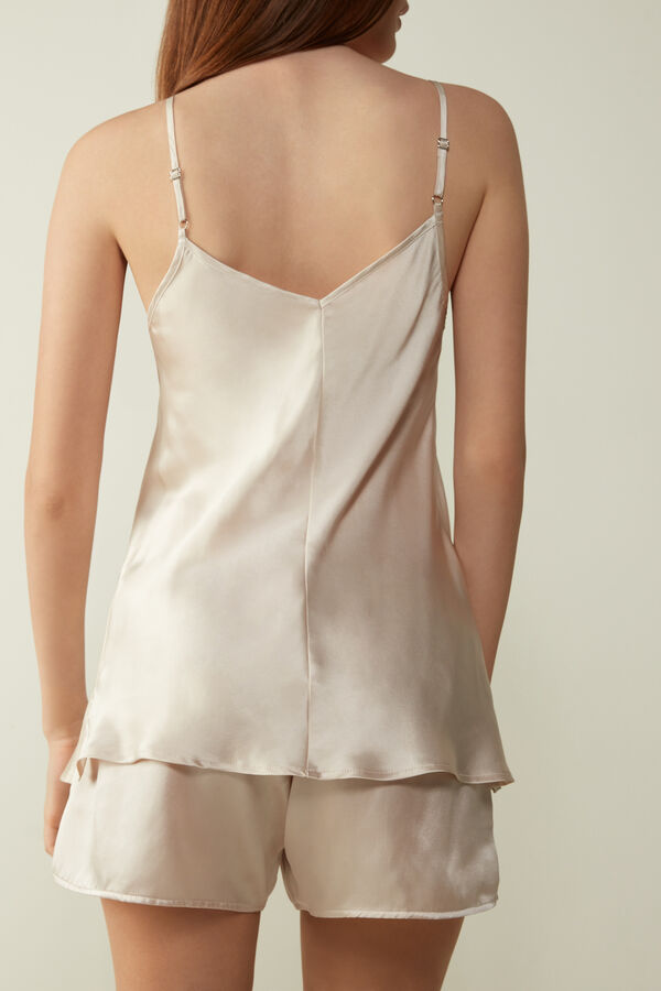 Blusa de cetim de seda com decote em V