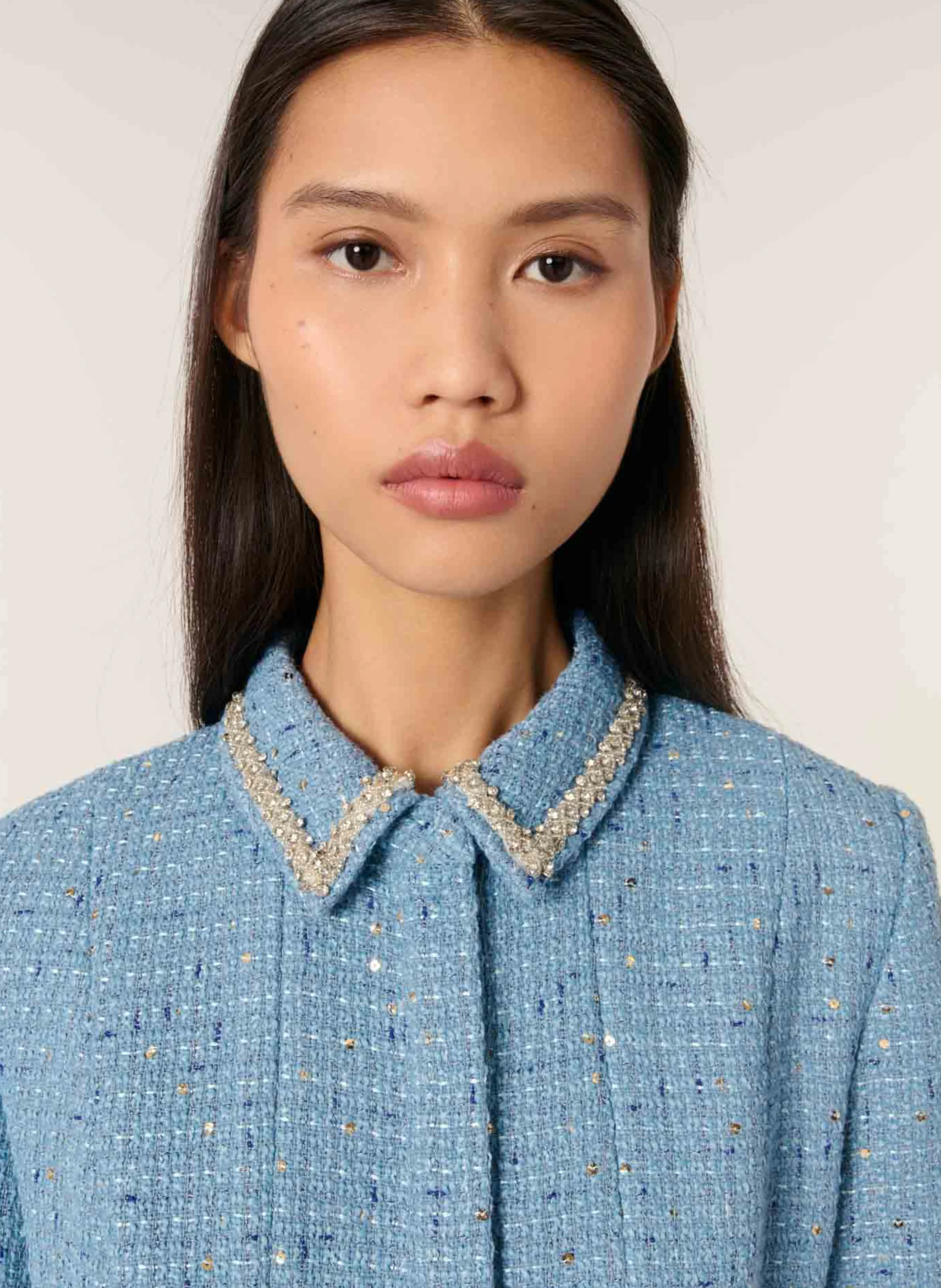 Robe courte en tweed | Bleu