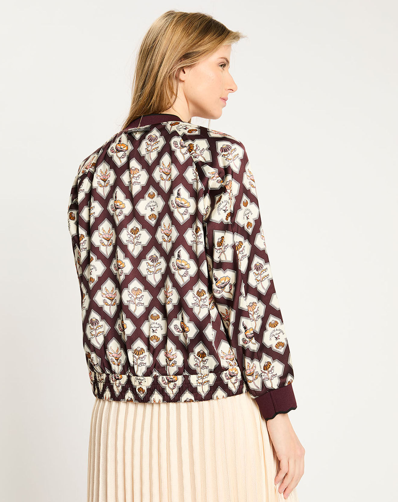Scotch & Soda Bombers réversible Encart à Fleurs marron
