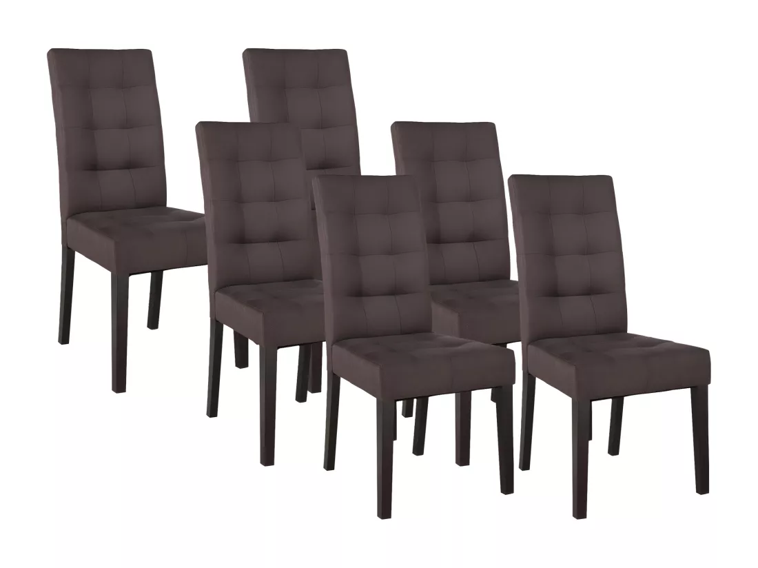 Lot de 6 chaises en tissu et bois - Marron - VILLOSA