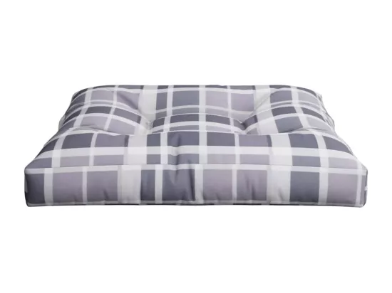 Coussin de palette motif à carreaux gris 80x80x12 cm tissu