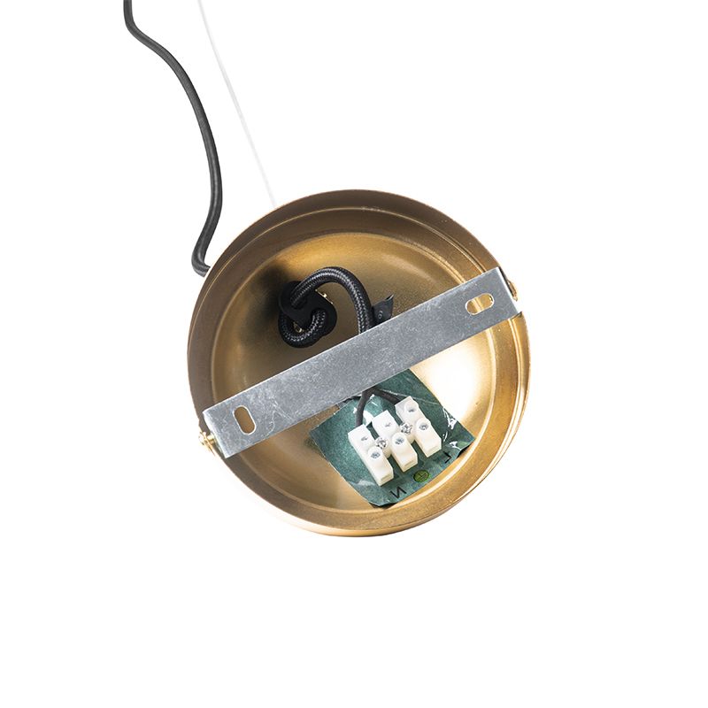 Klassieke hanglamp messing met witte lampenkap 5-lichts - Nona