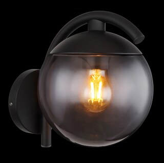 GLOBO Retrofit Außenwandleuchte Michael 1-flg Schwarz /Rauchfarbig 20x25cm H.25cm Metall,,spritzwassergeschützt,Außen