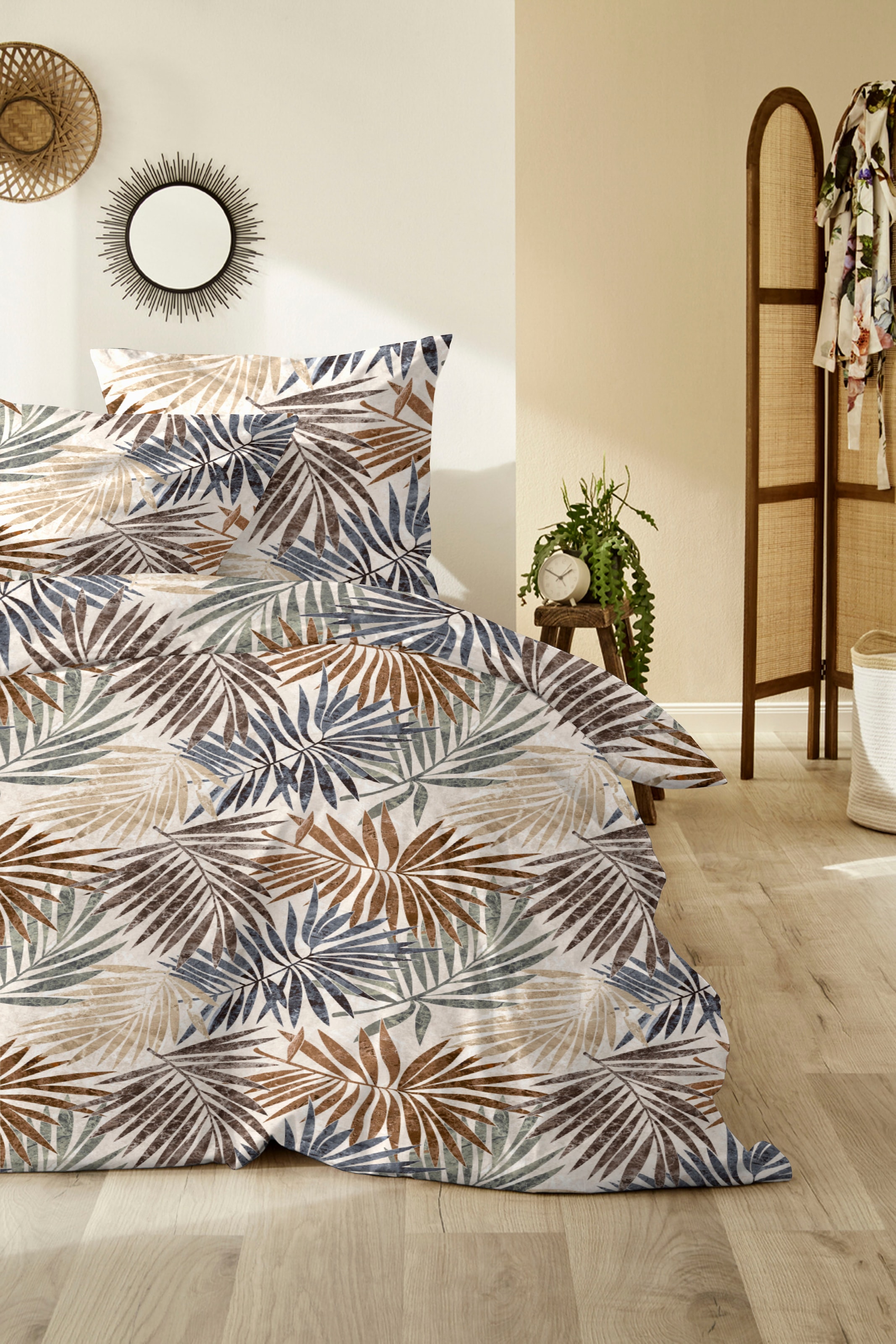 Primera Bettwäsche »Mako-Satin Bettwäsche Palmeral« 2 Stk. tlg. mit beruhigenden Palmenblättern